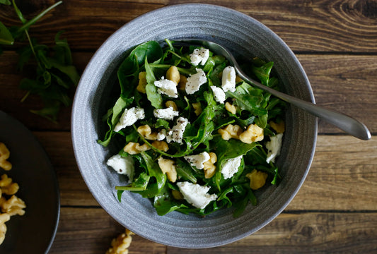 Arugula salad with walnuts and feta