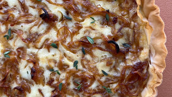 Caramelized Onion, Gruyere, and Walnut Tart